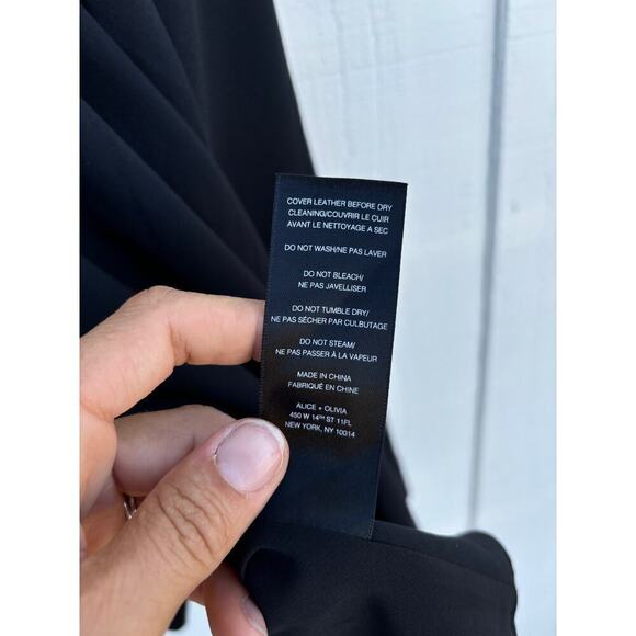 Alice + Olivia Black Fit N Flare Dress, T Back, Cut Out Front, Lambskin Detail‎ - Picture 5 of 7